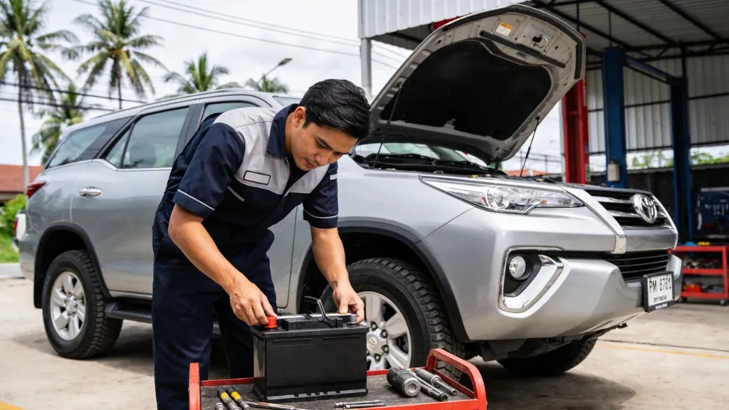คู่มือเปลี่ยนแบตเตอรี่ Toyota Fortuner ทุกโฉม ภูเก็ต