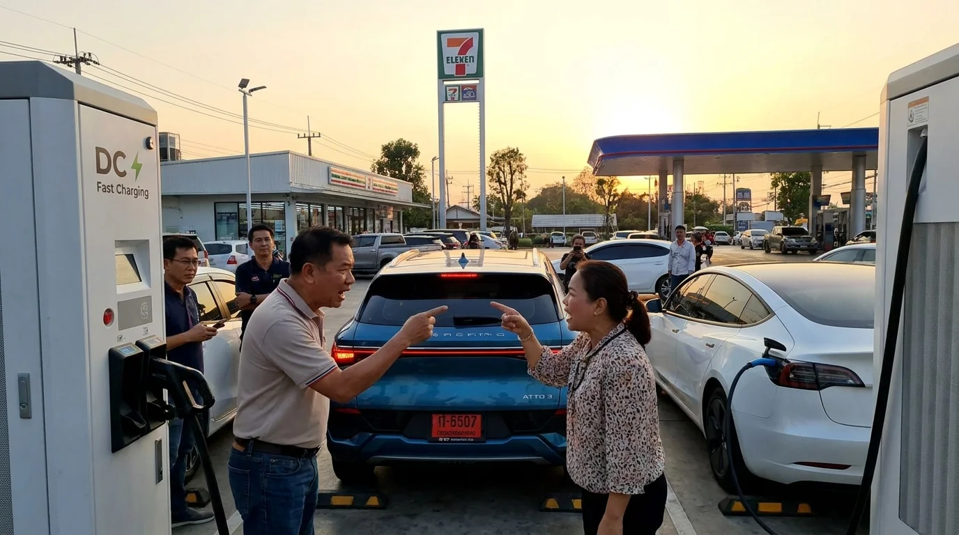 ดราม่าตู้ชาร์จ EV 2025 | คนใช้ทะเลาะกัน ใครมาก่อนมาหลัง ภัยใหม่
