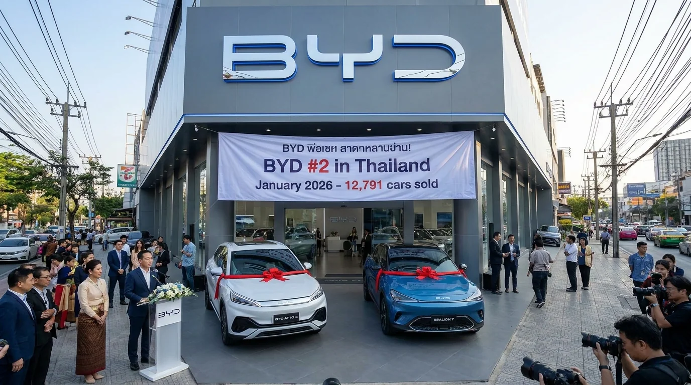 BYD แซง Honda ขึ้น #2 ตลาดไทย ม.ค. 2026 | 12,791 คัน +193%