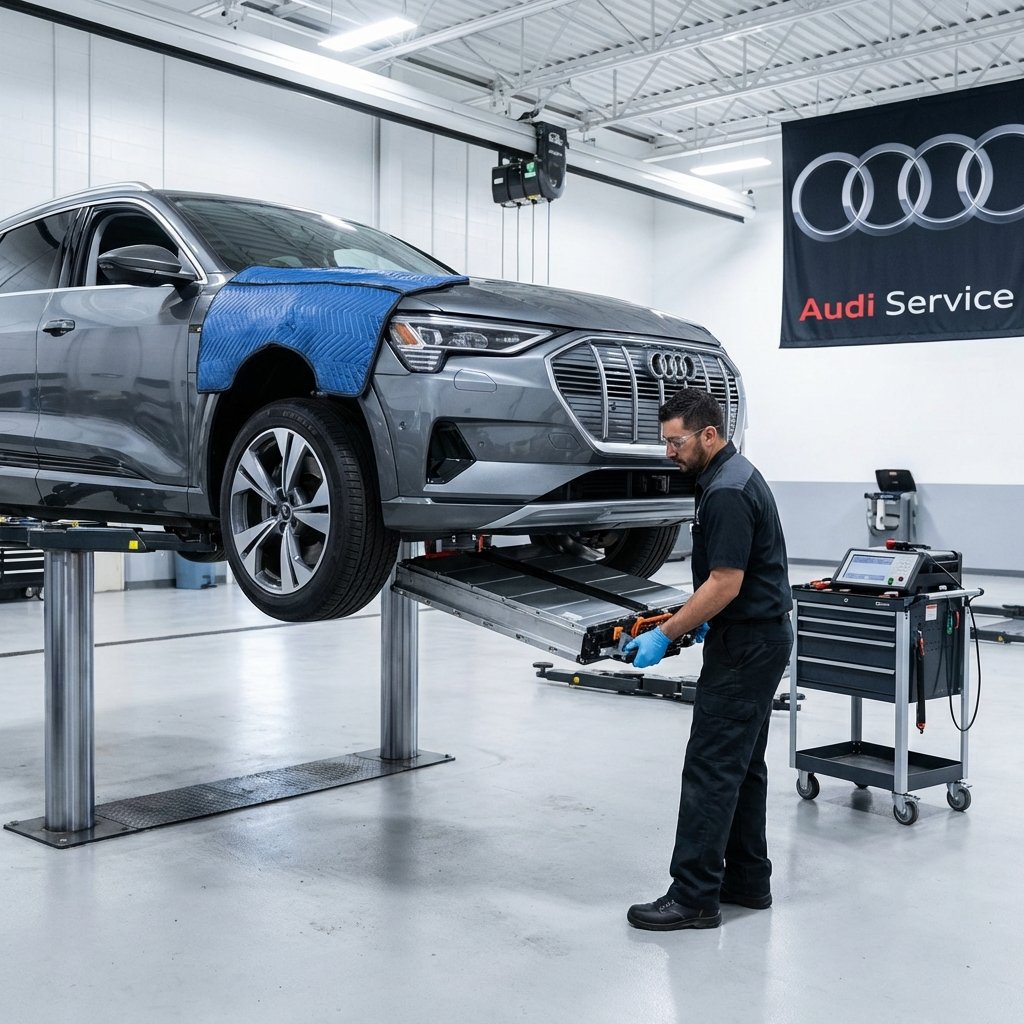 ช่างเปลี่ยนแบตเตอรี่รถ Audi e-tron